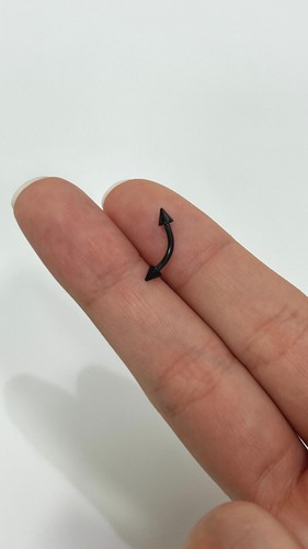 16g Spike Curved Barbell Anodized Titanium Eyebrow Ring Body Piercing Jewelry - Picture 7 of 11