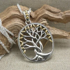Sterling Silver Celtic Tree of Life Pendant 18K Gold accents KEITH JACK Jewelry