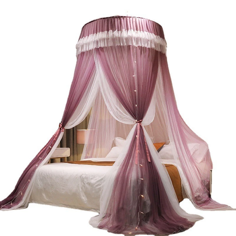 Round Lace Bedcover Curtain Dome Bed Canopy Princess Bedding Mosquito Net Modern - Image 4 of 4