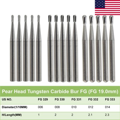 Wave Dental Carbide Bur Pear 330 331 332 FG High Speed Drill Prima Friction Grip