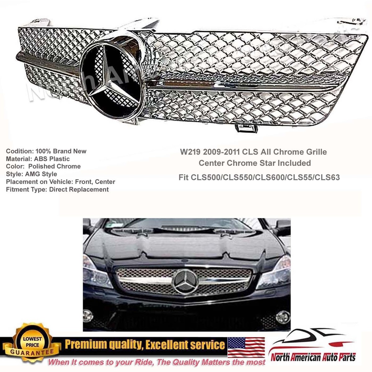 CLS550 Chrome Grille Facelift Upgrade Bumper Star 2009 2010 2011 