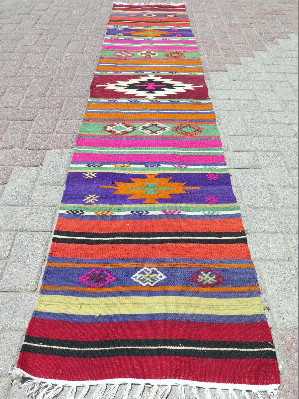 Aisle Rug, Anatolia Kilim Runner, Carpet Runner, Long Rugs 22"X107" Hallway Rug