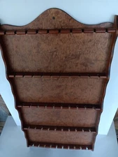 Vintage Wooden Souvenir Spoon Rack Wall Display Holder Holds 50 Spoons MCM