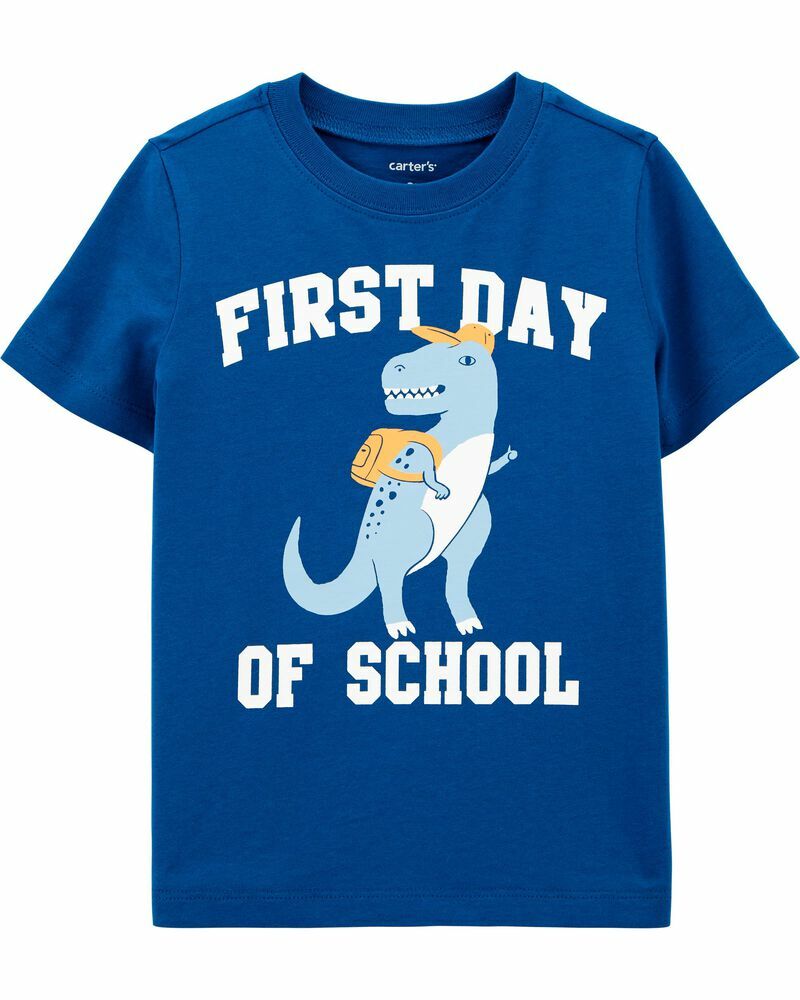 Carter's 1st Day Of School Jersey Tee Size 24M NEW Dinosaur blue