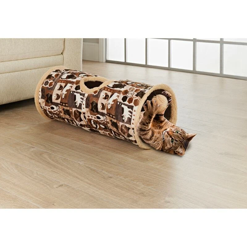 Cat Tunnel Toy Brown Suede Fabric Crackle Collapsible Cat Pet Activity Bed
Opens in a new window or