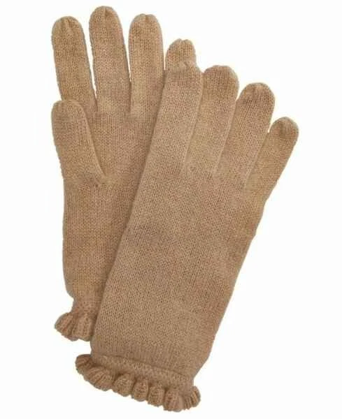 Charter Club 女式 100% 羊绒荷叶边针织手套-骆驼棕褐色-零售价 69.50 美元 — 第 2/4 张图片