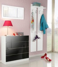 Garderobenset Kommode Paneel Spiegel Weiß Sparset 3teilig VAASA 3