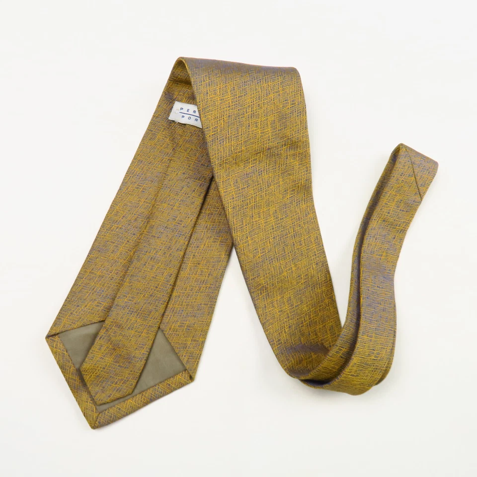 Vintage Perry Ellis Portfolio Gold Purple Woven Neck Tie 56x3.75 80s 70s Class - Image 4 of 4