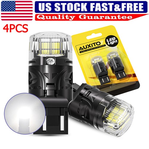 4X AUXITO 6500K White 7443 7440 W21W T20 LED Reverse Parking Turn Signal Lights - Picture 11 of 13