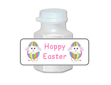 30 Personalizeable Easter mini bubble labels, stickers tags, bunny easter basket