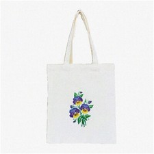 Pansy Stitch  Tote DIY Kit - Embroidery, Stamping,  Storage in One Create a R
