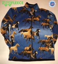 ZooFleece Horse Blue Horses Mare Equestrian Riding Jacket Women's Sweater S-3X