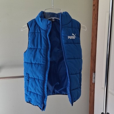 PUMA Blue Puffer Vest S Unisex Kids Insulated Lightweight Sleeveless Zip