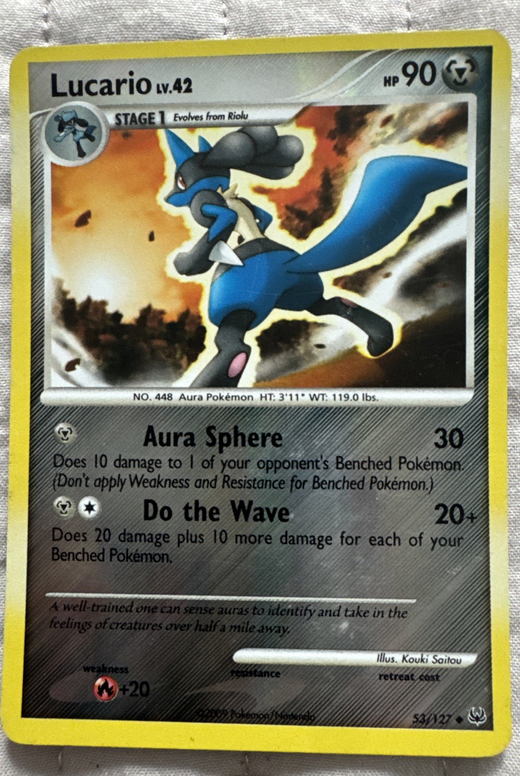 Lucario 53/127 Platinum Reverse Holo Pokemon Card