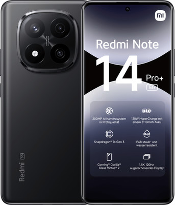 Xiaomi Redmi Note 14 Pro+ 5G 8GB + 256GB Midnight Black Smartphone #1907035