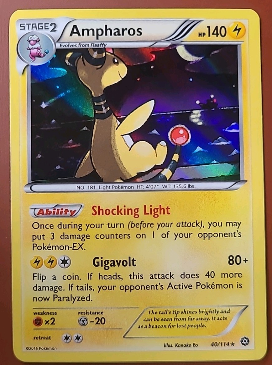 Pokémon TCG Ampharos Steam Siege Holo Rare Card 40/114