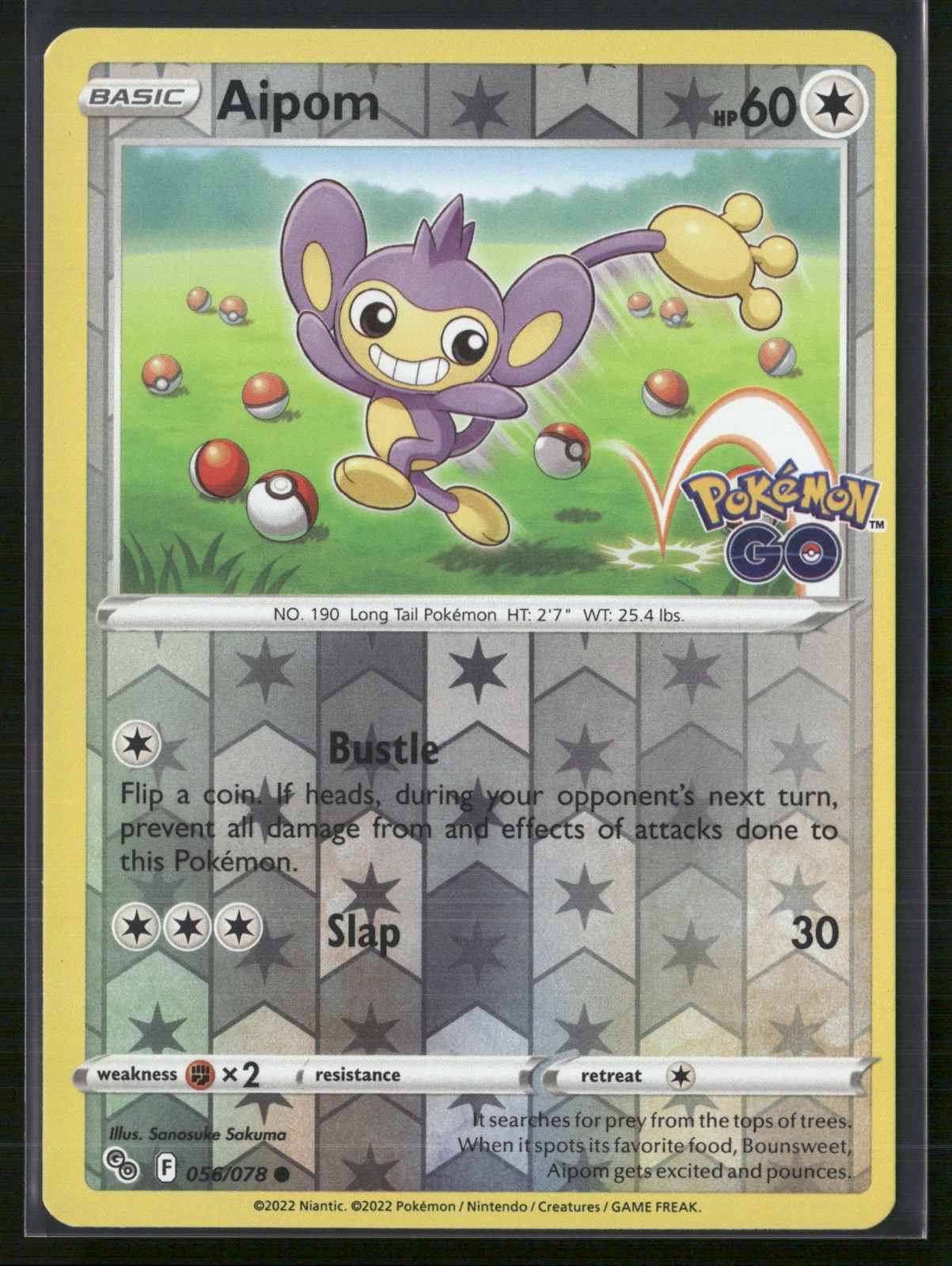 Aipom Reverse Holo Common Pokemon GO 056/078 NM