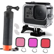  60M/196FT Underwater Waterproof Case with Dive Filters Compatible Hero 8 Black