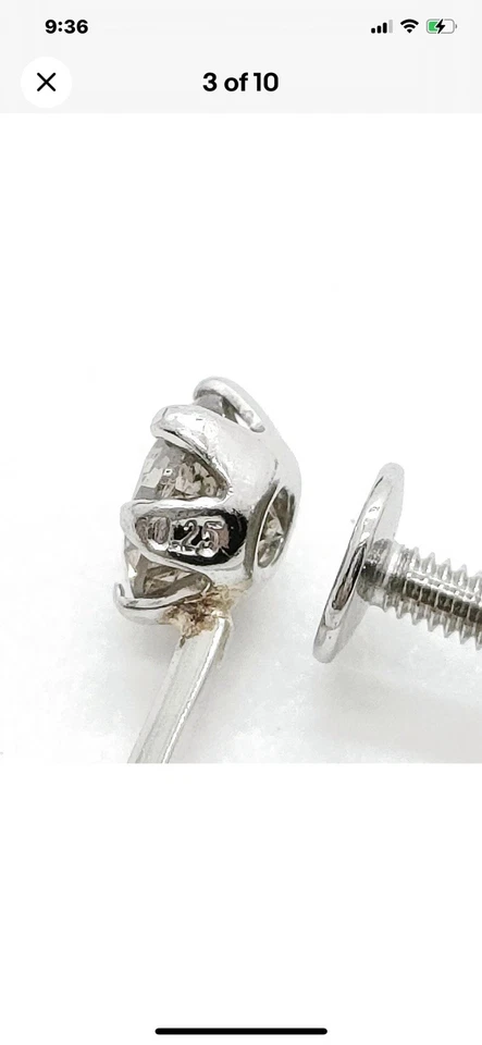 Solid Platinum Natural Diamond Earrings.50 Cttw. Beautiful. Non Pierced. - Image 2 of 4