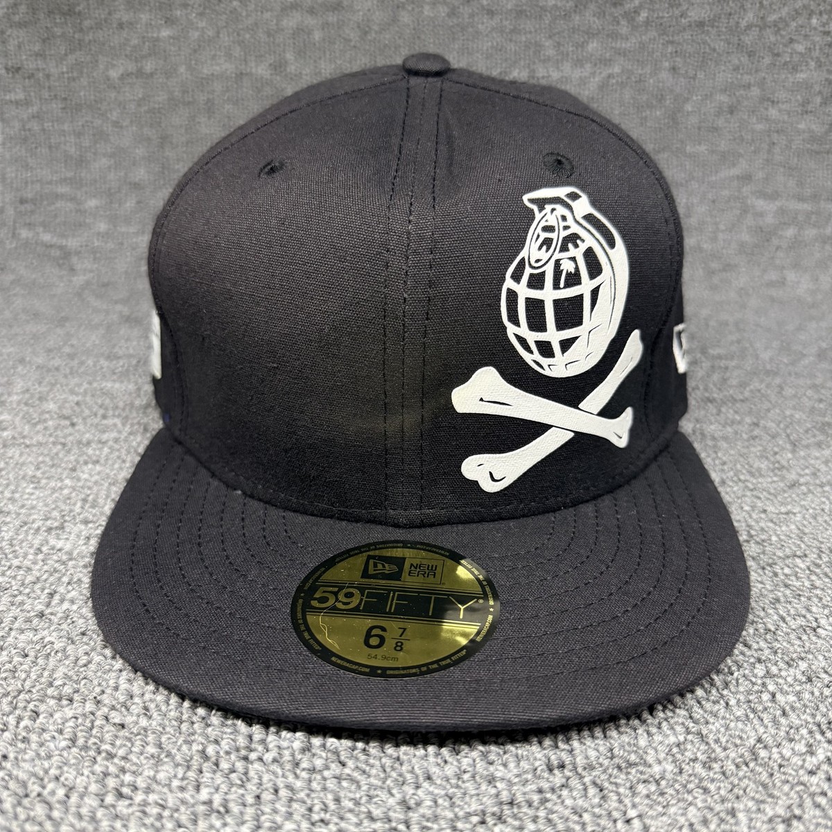 New Era 59FIFTY Trainer Spotter Grenade Crossbones Fitted Hat Black 6 7/8