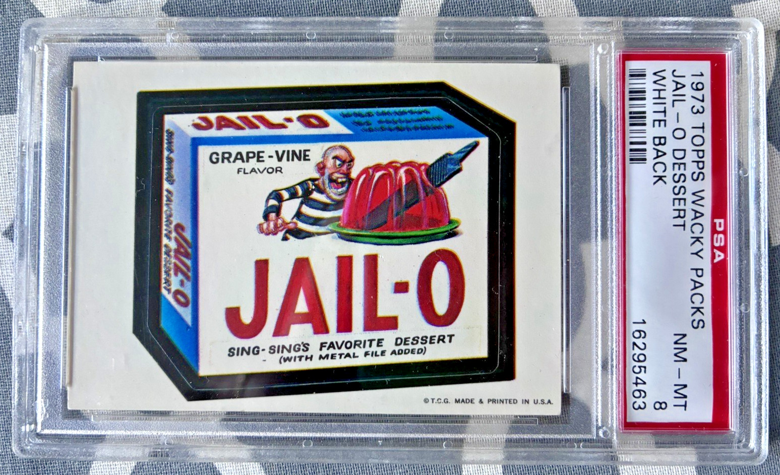 1973 Topps Wacky Packages Jail-O Dessert 1st Series White Back PSA 8 NM-MT