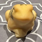 Fenton Yellow Glass Frog Figurine Hand Painted Floral, Signed O'Breck 1995