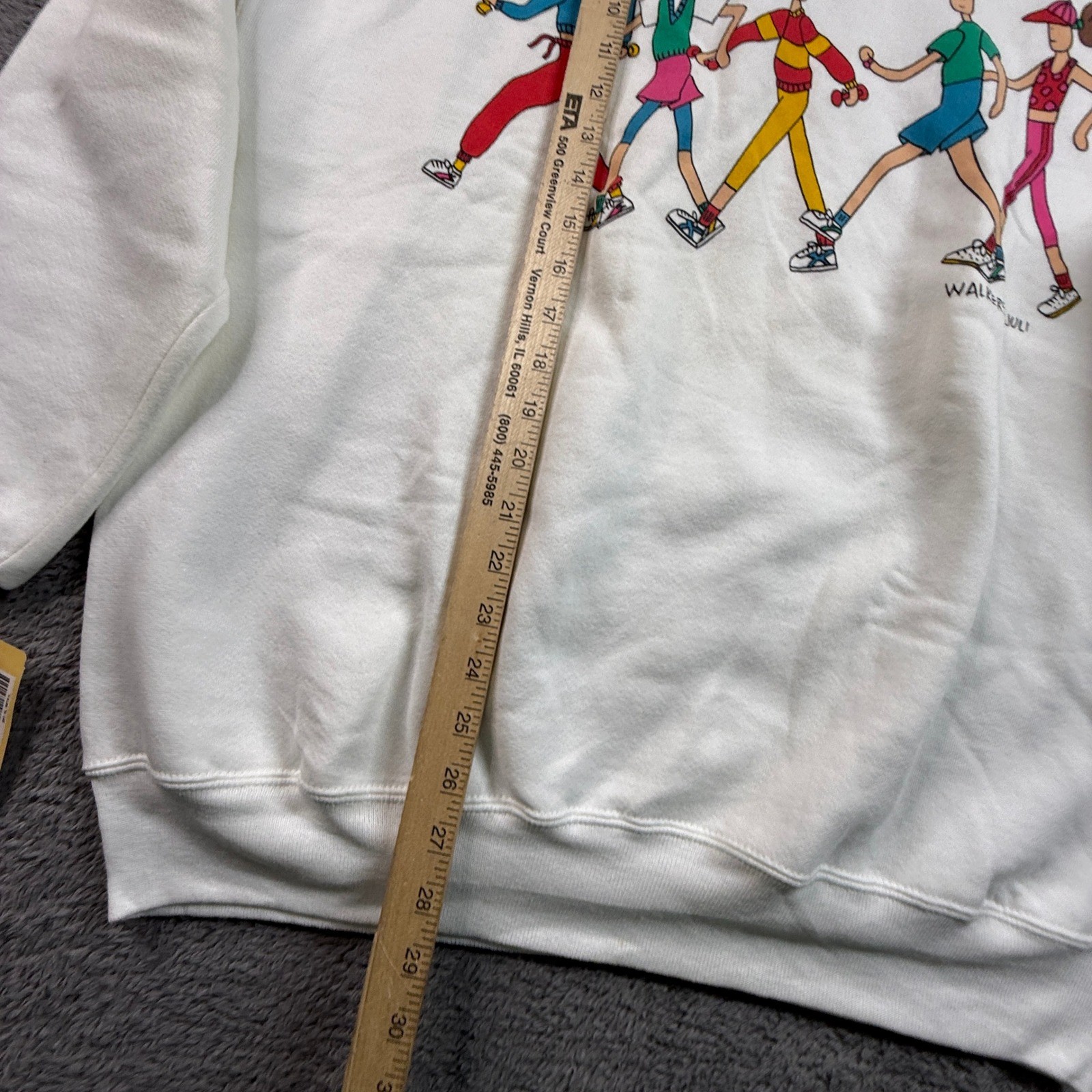 JULI Sweatshirt Womens XL White NWT Vintage 90s Walkers Aerobics Graphic USA image 7