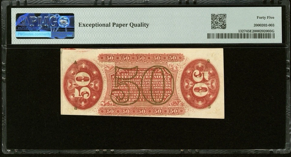 FR# 1327 Fractional 1864 Union Currency 50c,  Civil War Third Issue, PMG ChXF 45 - Image 2 of 4