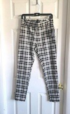 New TOMMY HILFIGER Plaid Pants Black White Leggings Sz 8 Office Career 4 