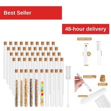 50 Pcs 20ml Test Tubes with Cork Stoppers Clear Plastic Storage Tubes