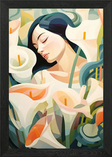 Calla Lily Girl Framed Wall Art Poster Canvas Print Picture