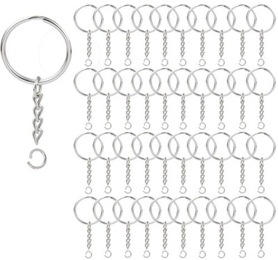 100 Pack Key Ring with Chain and Open Jump,1 inch Split Round Keychain Rings ...