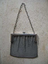 Ancien sac de bal maille métal argenté