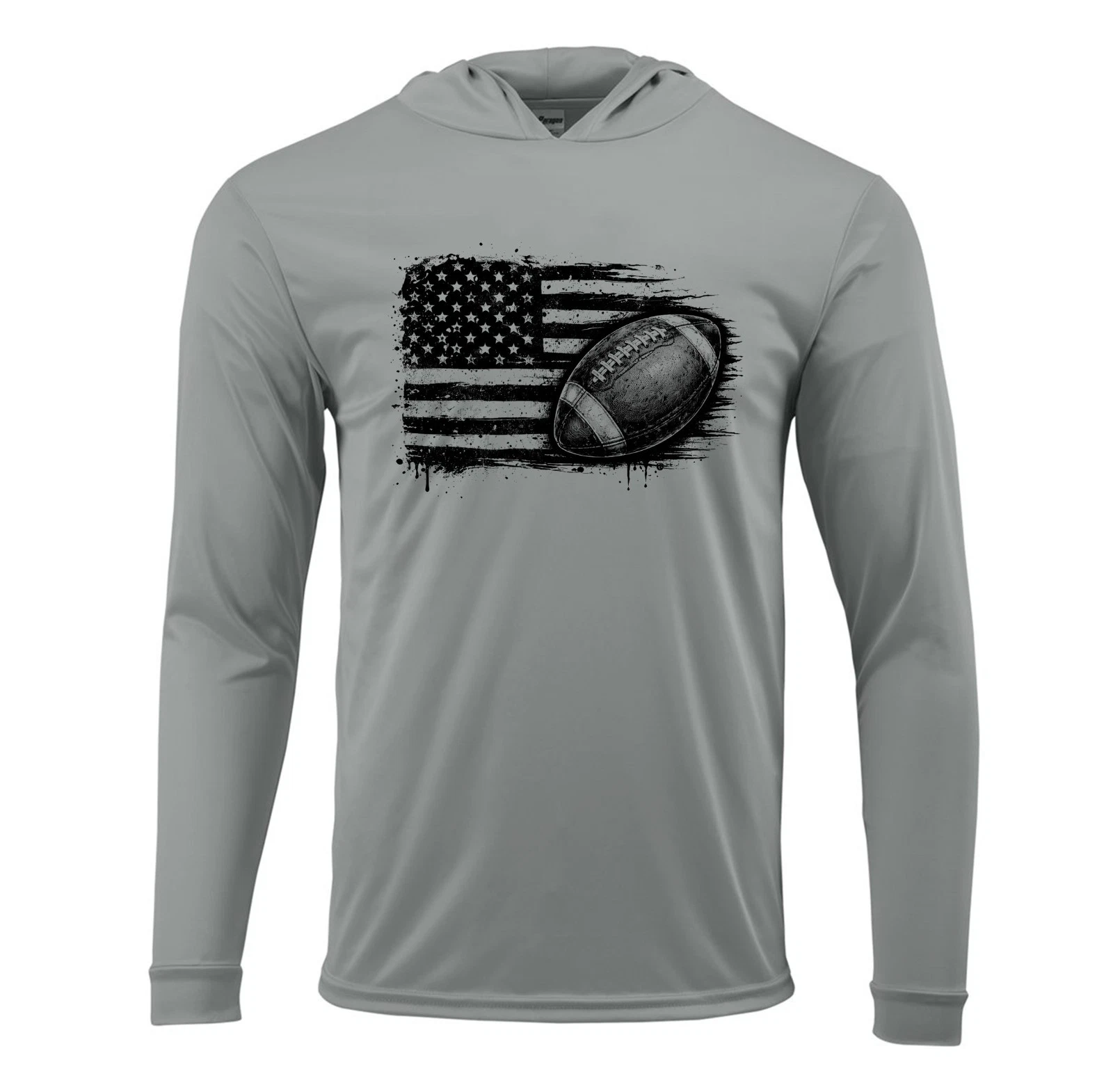 American Football Flag Sport UV Protected UPF 50 Long Sleeve T-Shirt Hood Fishin