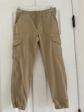 Eddie Bauer Kids Boys Beige Khaki Cargo Jogger Pants W Drawstring Size Small 7-8