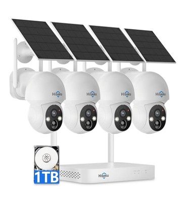 Hiseeu PTZ Wireless Wifi Solar Powered Battery Security Camera system 10CH NVR