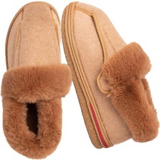 EUROPEAN SOFTEST Women PU Foam Diabetic Slippers 9 X-Wide, Brown/X-wide