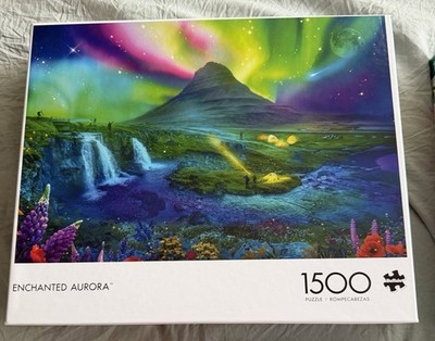 Buffalo Puzzles 1500 pc Puzzle Enchanted Aurora UsedOnce Night Nature Sky 02400