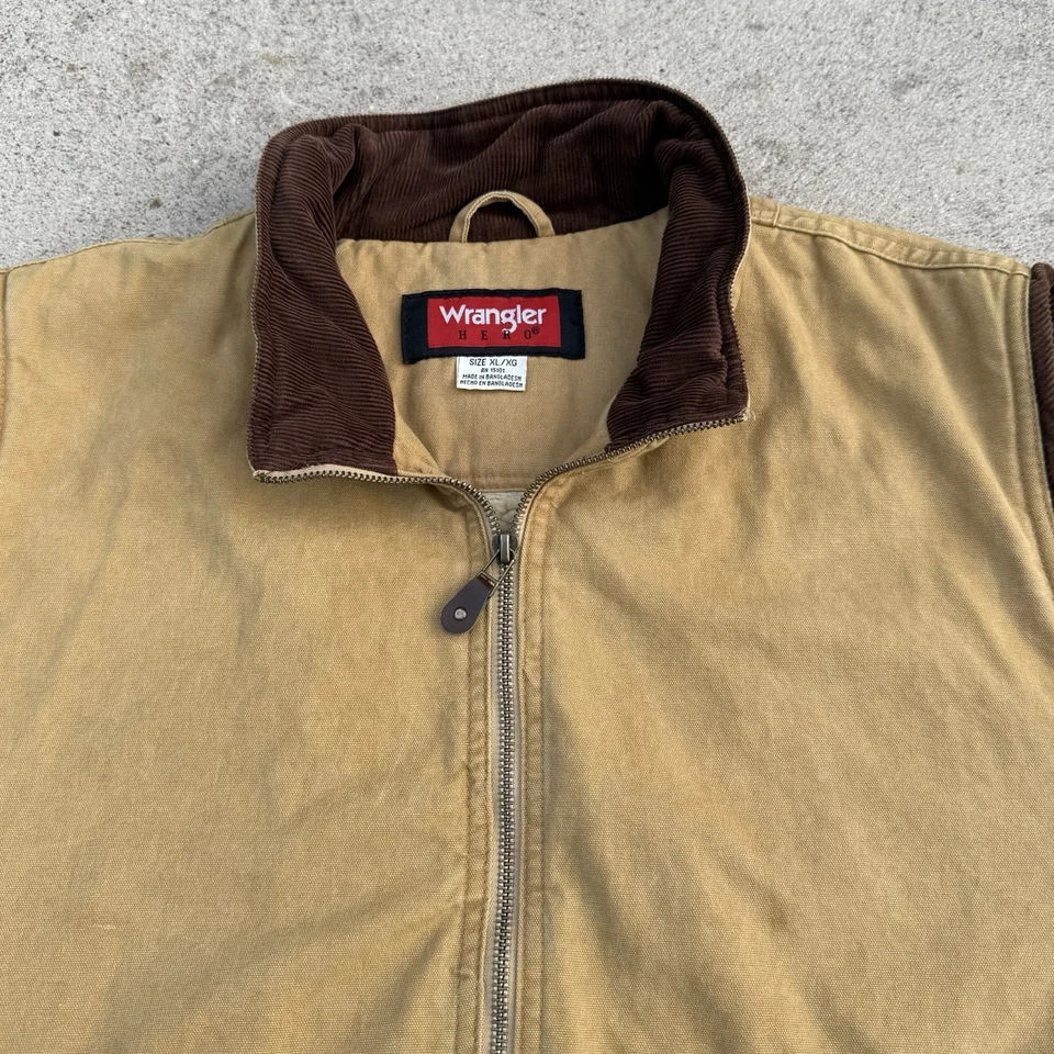 Chaleco de Lona Wrangler Hero Marrón Pana Borde Sherpa Forro Talla XL Foto 2 de 4