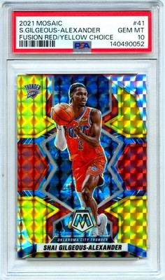 SHAI GILGEOUS-ALEXANDER 2021 MOSAIC RED YELLOW FUSION JERSEY # SP 2/88 PSA 10