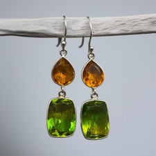 New Arrival Hydro Lemon Quartz Ametrine Teardrop Handmade Bezel Earrings