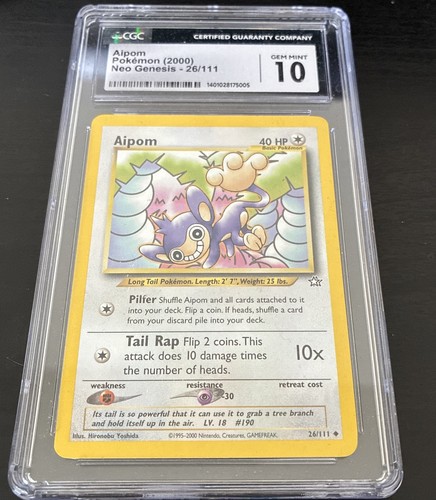 Aipom (Unlimited) graded CGC 10 for sale on eBay