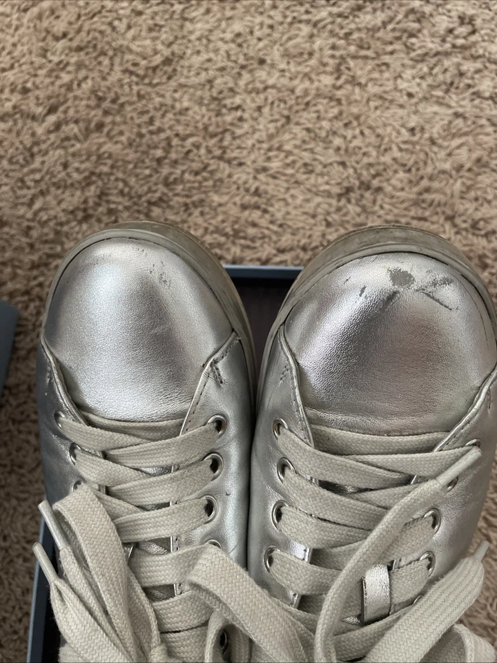 PRADA Leather  Silver Sneakers Size 36.5 - Image 4 of 4