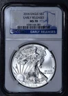 2016 $1 AMERICAN SILVER EAGLE UNC Early Release 1 oz .999 NGC MS 70 A6435