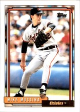 Mike Mussina 1992 Topps #242 Baltimore Orioles FREE SHIPPING AutographDen