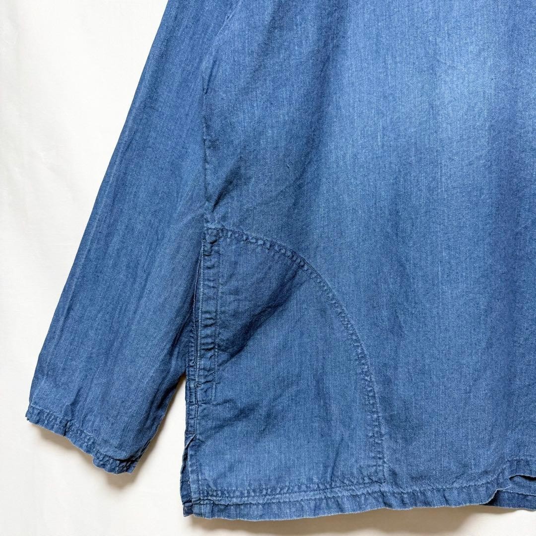 orSlow Indigo 100% Linen Sleeping Shirt Pullover Size 3 / L Blue