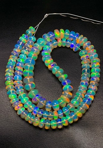 Top Grade!! Quality Natural Ethiopian Opal Gemstone,Smooth Roundel Beads 6-8 MM - Picture 11 of 18