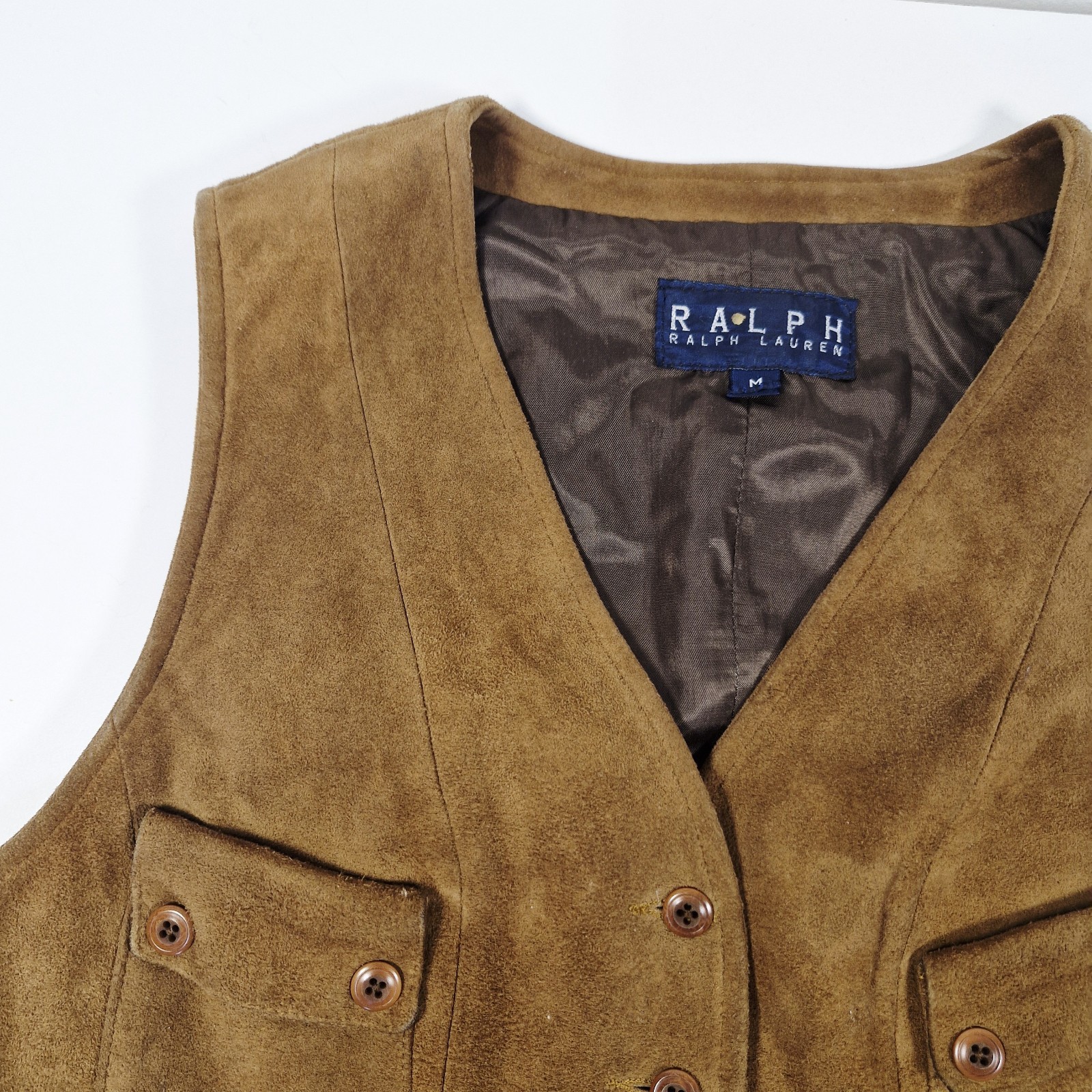 Ralph Lauren Vintage Suede Leather Vest Waistcoat Brown Men's M image 6