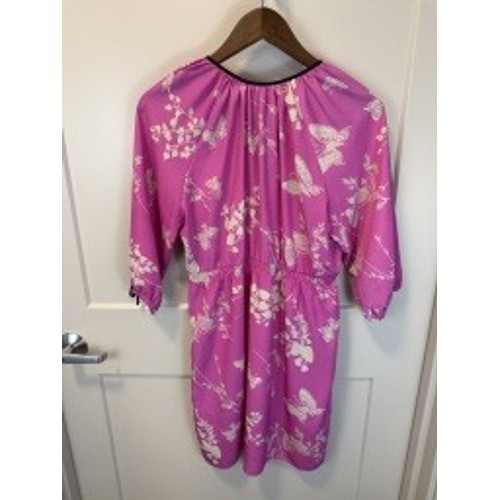 Yumi Kim Jeannette Dress Fuschia Butterfly Print Pockets Size Large View 4