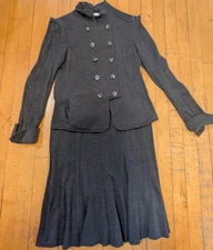 VINTAGE DIANE VON FURSTENBERG GRAY WOOL SKIRT SUIT 12 EUC FAB CUT